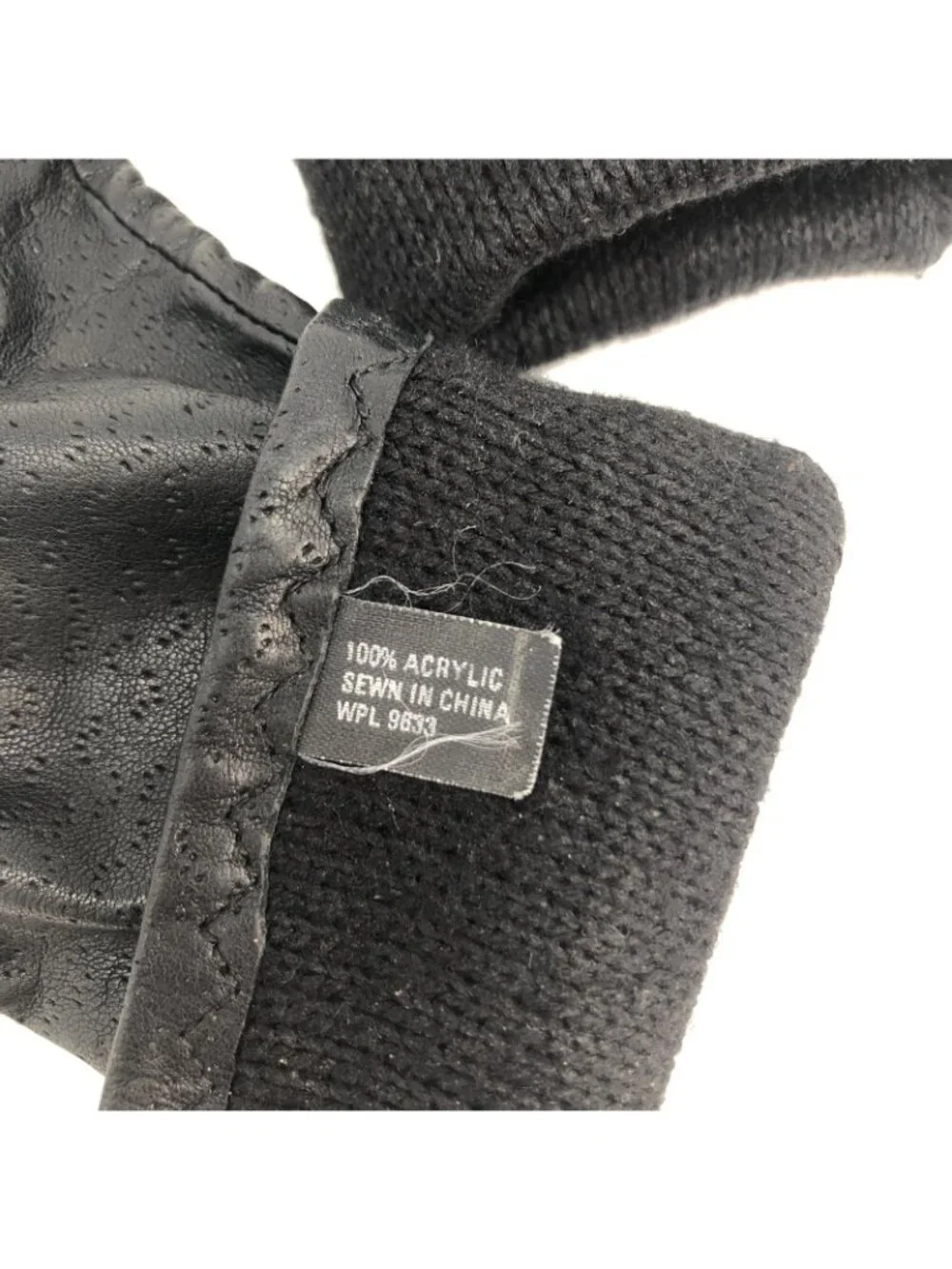 Leather Gloves Womens Medium Black Knit Lining Winter Supple Perforated Casual